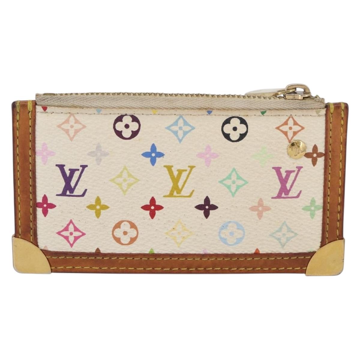 LOUIS VUITTON Monogram Multicolor Pochette Cles Purse White M92655 Auth AMZ391A