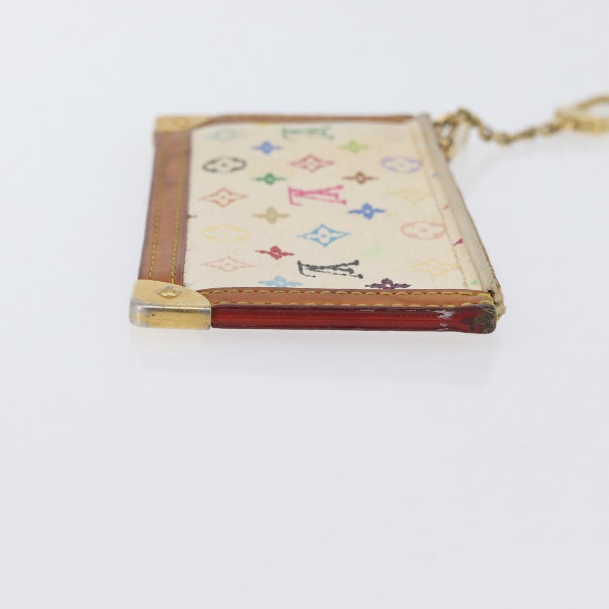 LOUIS VUITTON Monogram Multicolor Pochette Cles Purse White M92655 Auth AMZ391A