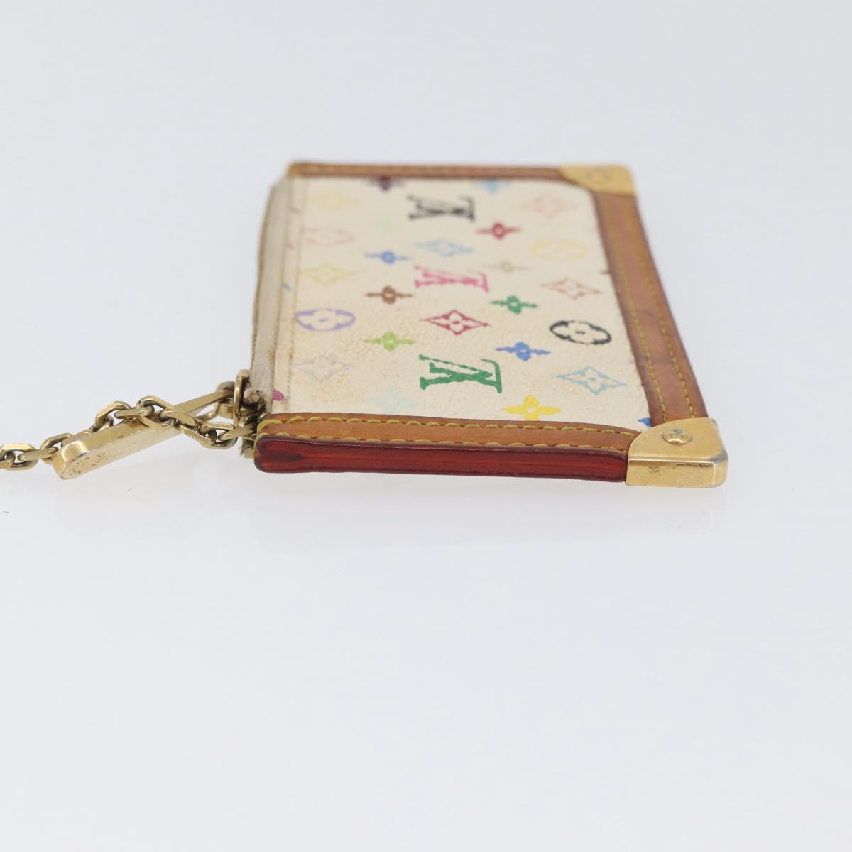 LOUIS VUITTON Monogram Multicolor Pochette Cles Purse White M92655 Auth AMZ391A