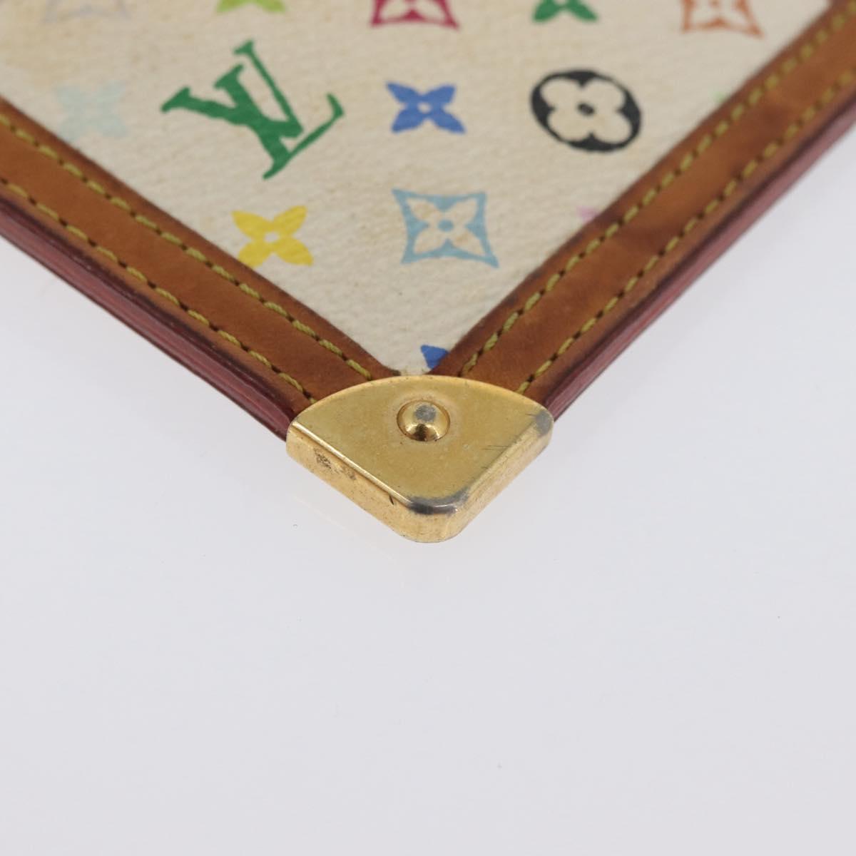 LOUIS VUITTON Monogram Multicolor Pochette Cles Purse White M92655 Auth AMZ391A