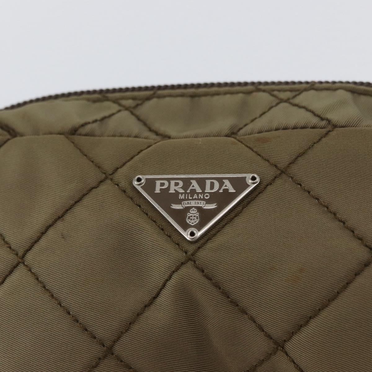 PRADA Pouch Nylon Khaki Auth AMZ393