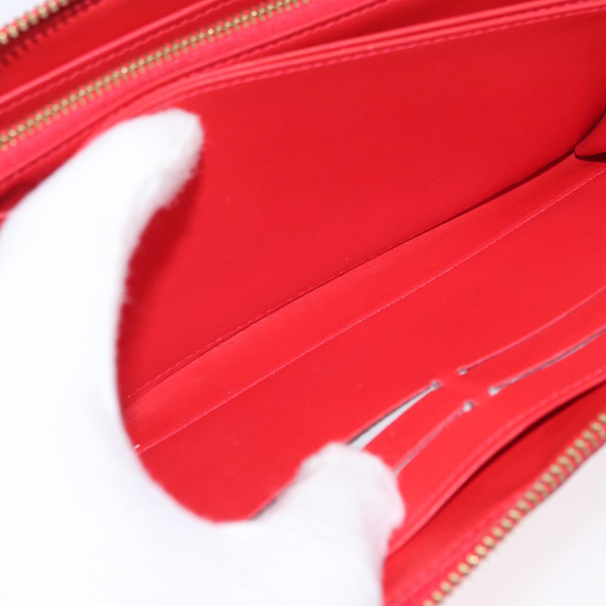 LOUIS VUITTON Vernis Zippy Wallet Rouge Grunadine M91732 LV Auth AMZ396