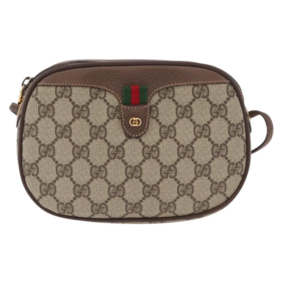 GUCCI GG Supreme Web Sherry Line Shoulder Bag PVC Beige 007 754 6112 Auth AMZ405