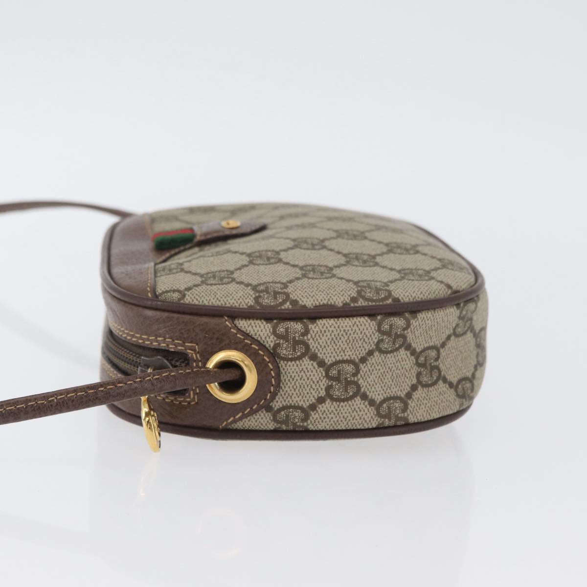GUCCI GG Supreme Web Sherry Line Shoulder Bag PVC Beige 007 754 6112 Auth AMZ405