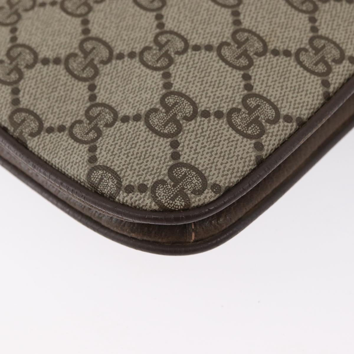 GUCCI GG Supreme Shoulder Bag PVC Beige Gold Auth AMZ406