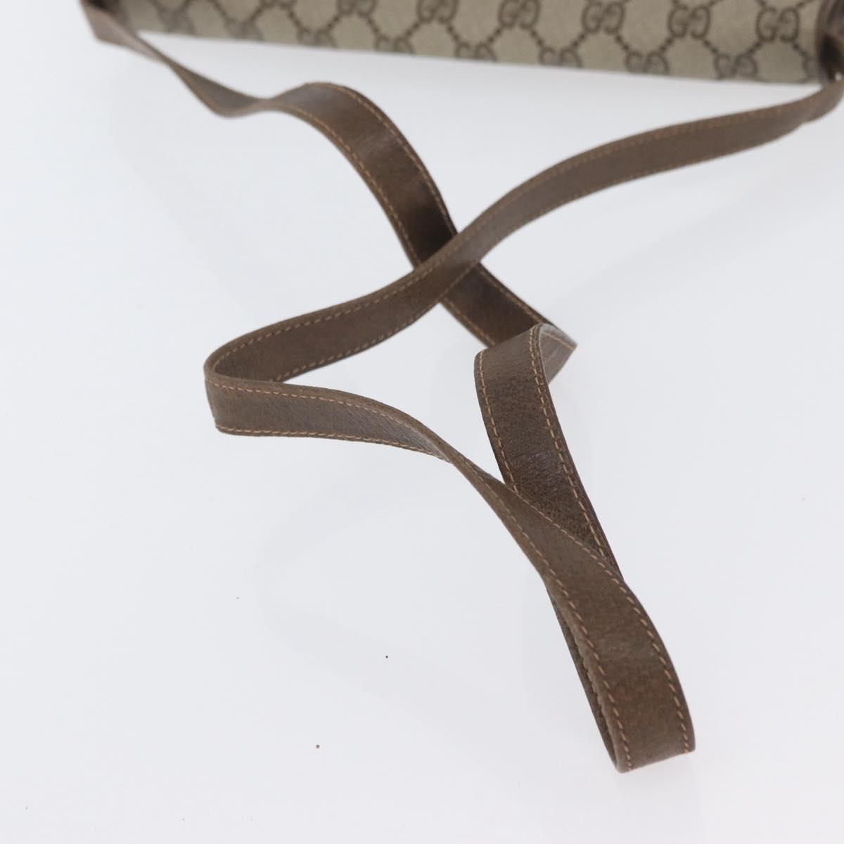GUCCI GG Supreme Shoulder Bag PVC Beige Gold Auth AMZ406