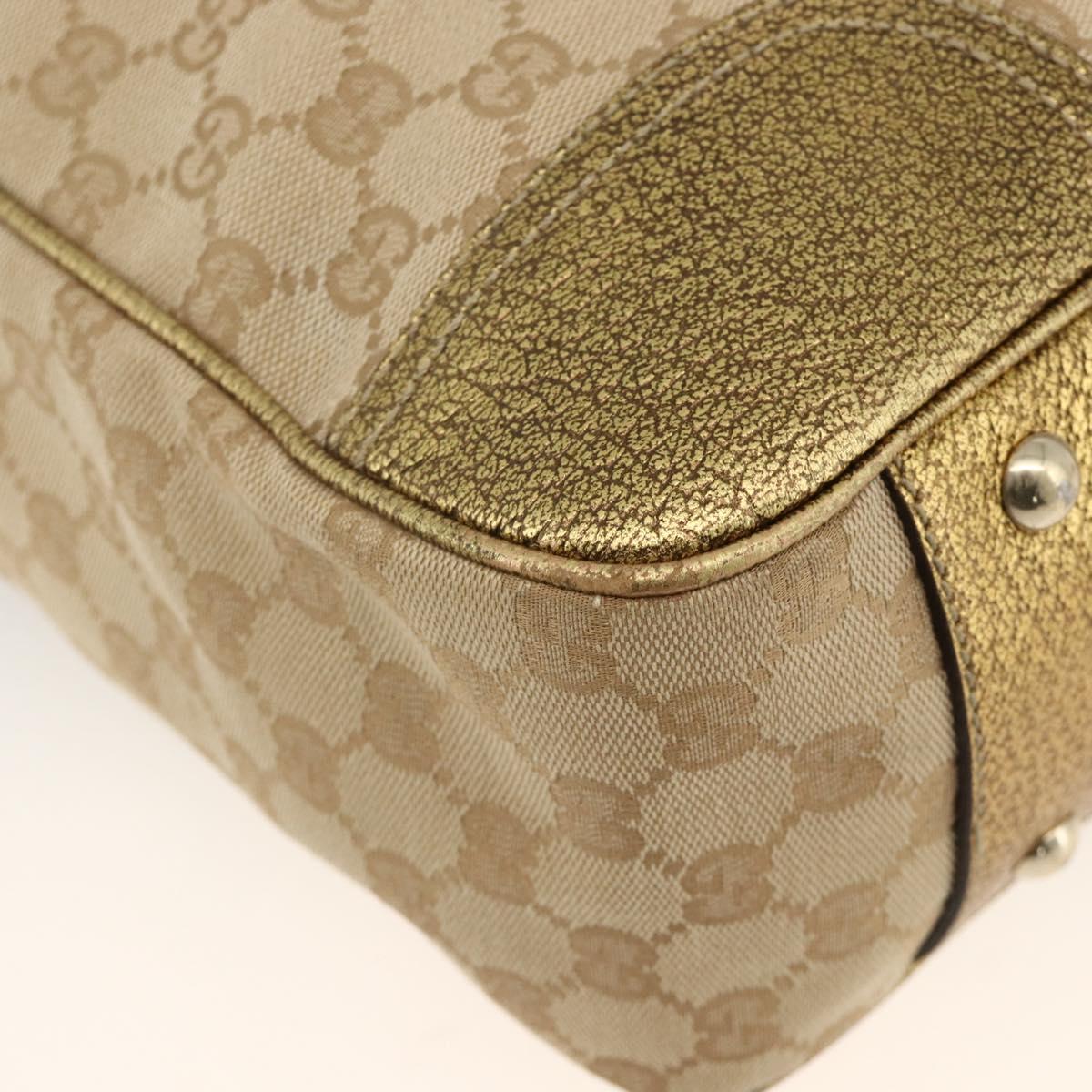 GUCCI GG Canvas Tote Bag Beige Gold 163805 Auth AMZ407A