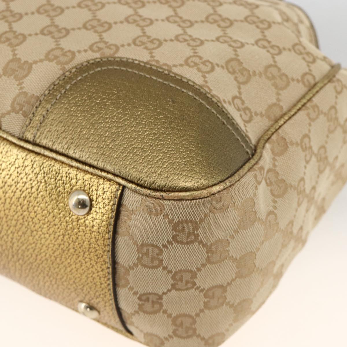 GUCCI GG Canvas Tote Bag Beige Gold 163805 Auth AMZ407A