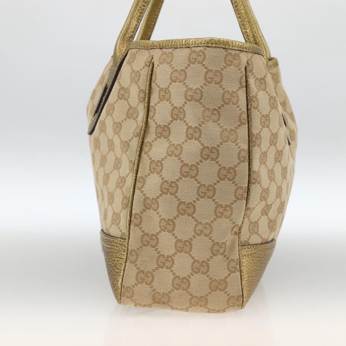 GUCCI GG Canvas Tote Bag Beige Gold 163805 Auth AMZ407A