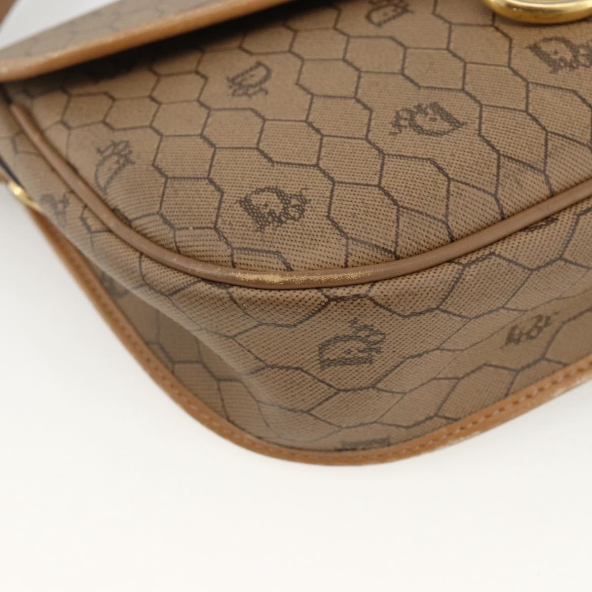 Christian Dior Honeycomb Canvas Shoulder Bag PVC Beige Gold Auth AMZ410