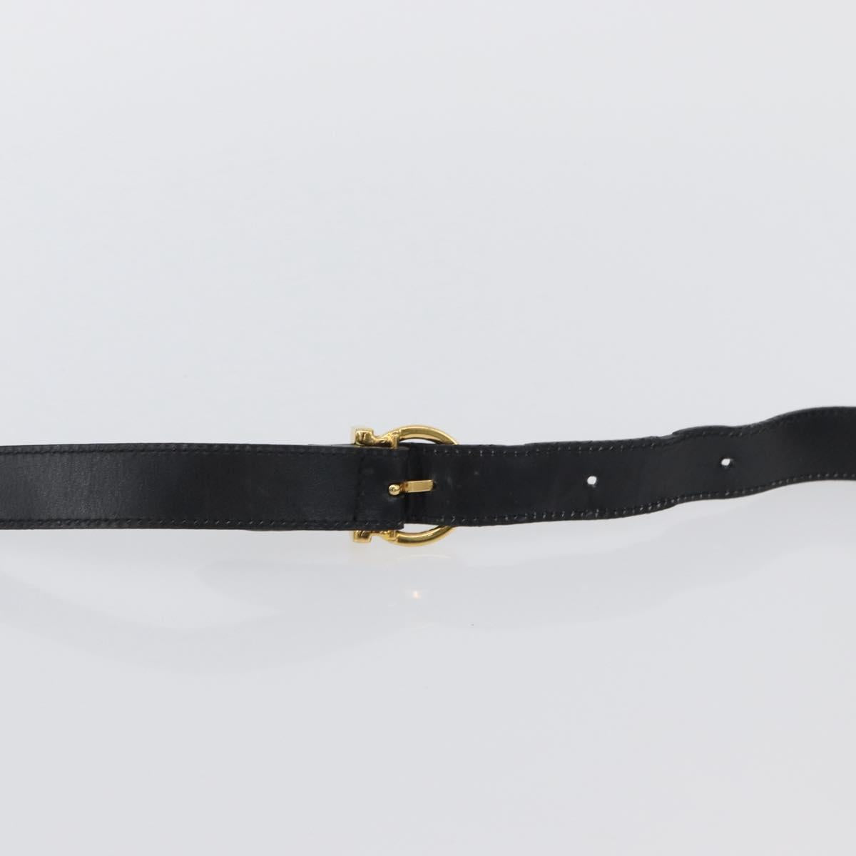 Salvatore Ferragamo Gancini Shoulder Bag Leather Black Gold Auth AMZ412