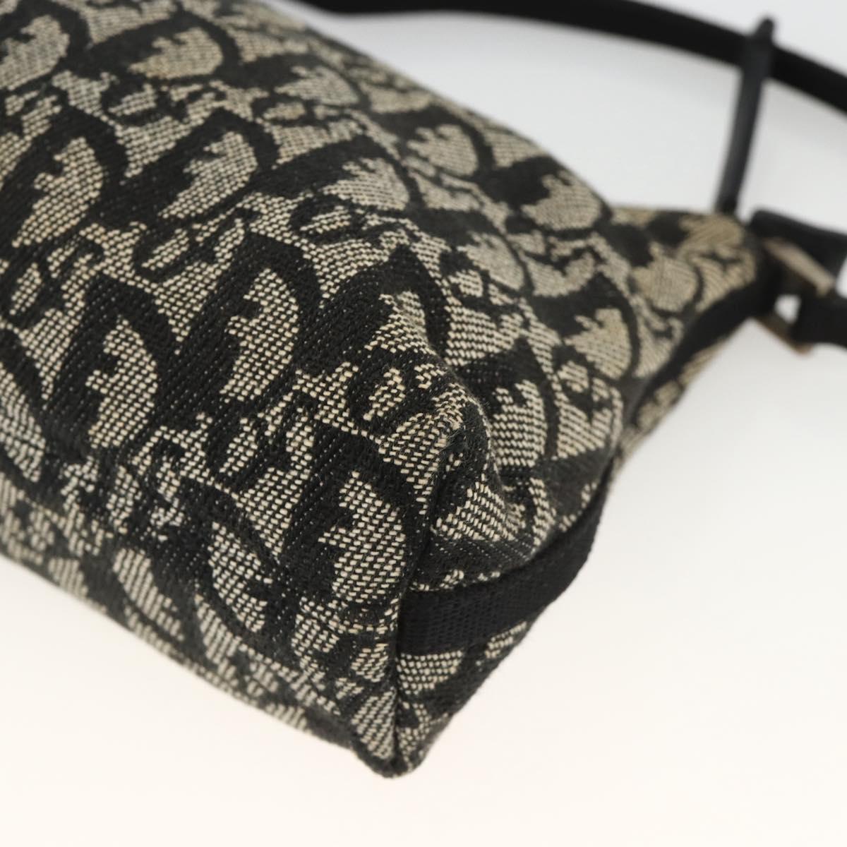 Christian Dior Trotter Canvas Accessory Pouch Black Silver Auth AMZ427