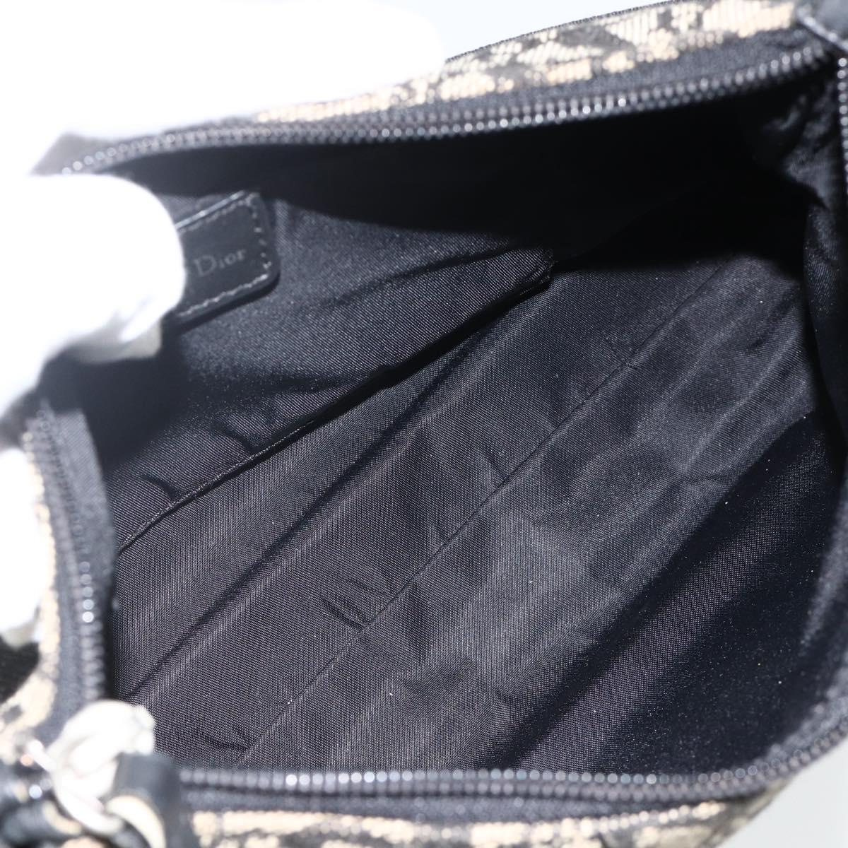 Christian Dior Trotter Canvas Accessory Pouch Black Silver Auth AMZ427