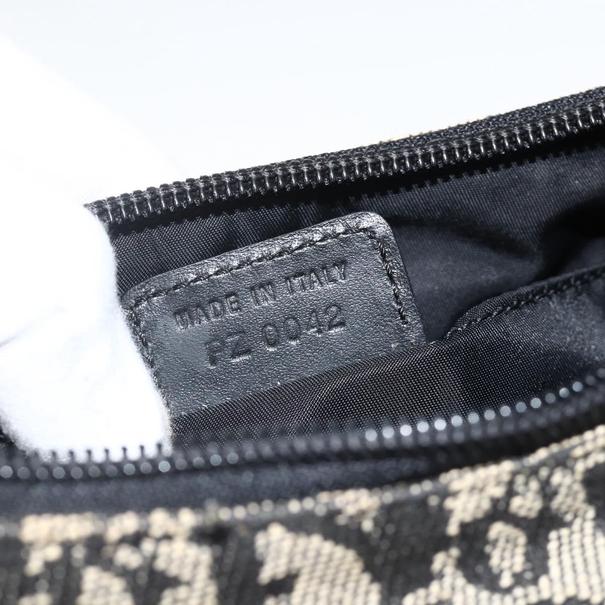 Christian Dior Trotter Canvas Accessory Pouch Black Silver Auth AMZ427