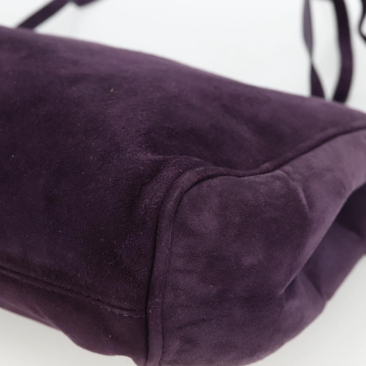 Salvatore Ferragamo Vala Shoulder Bag Suede Purple Gold Auth AMZ434