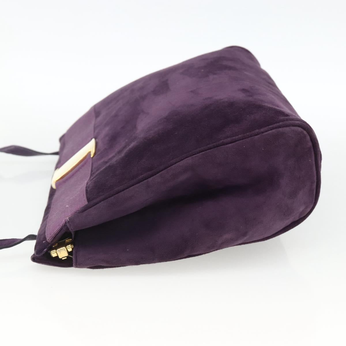 Salvatore Ferragamo Vala Shoulder Bag Suede Purple Gold Auth AMZ434