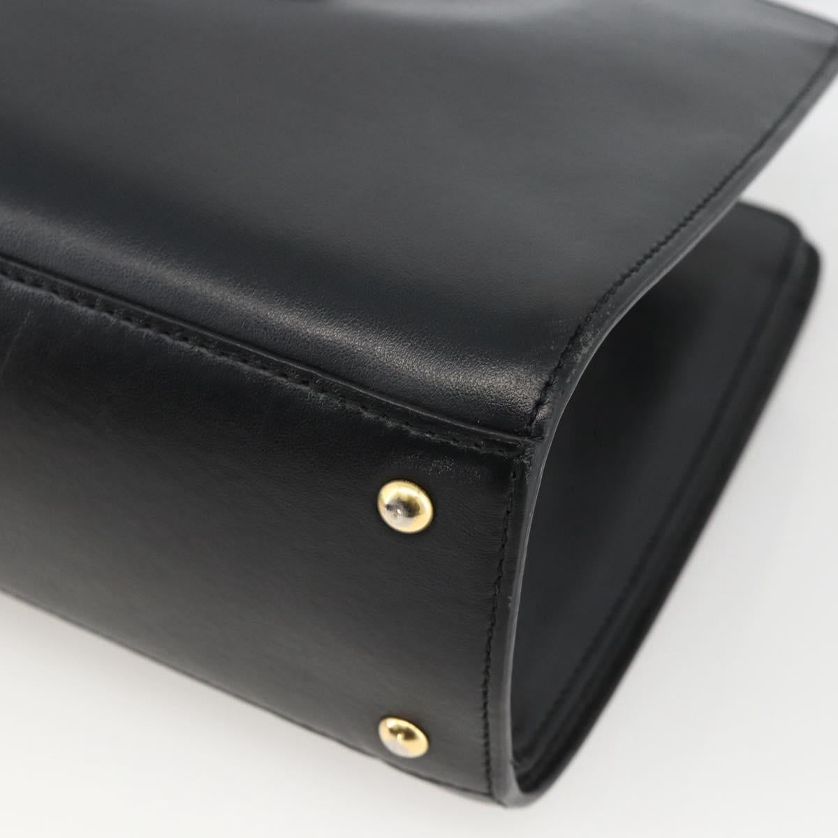Salvatore Ferragamo Gancini Hand Bag Leather 2way Black Gold Auth AMZ435A