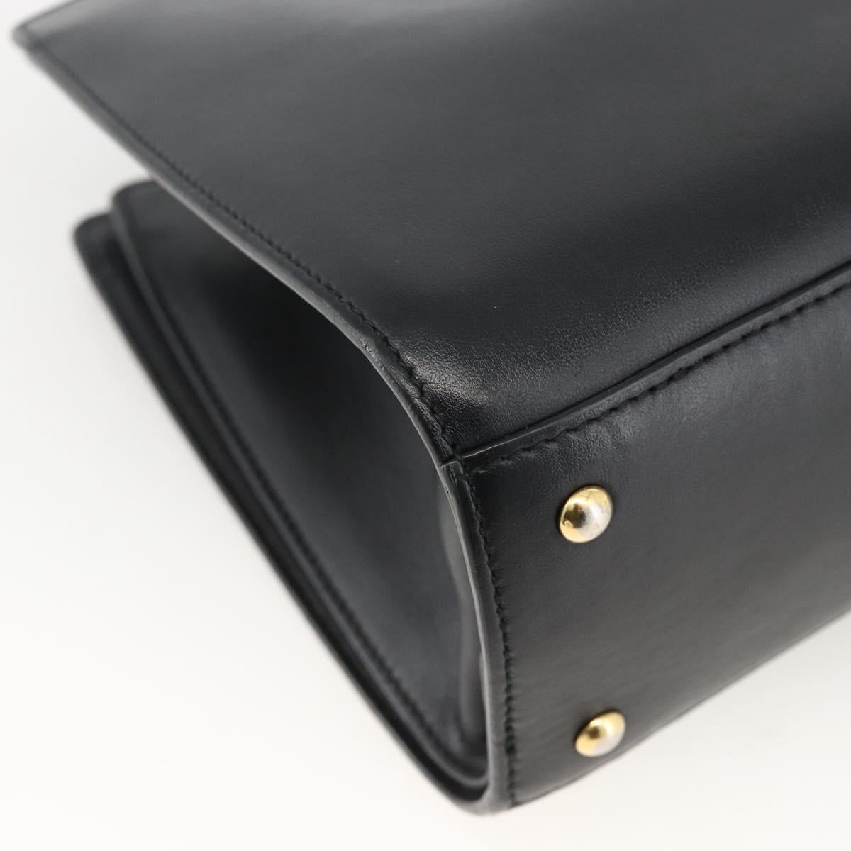 Salvatore Ferragamo Gancini Hand Bag Leather 2way Black Gold Auth AMZ435A