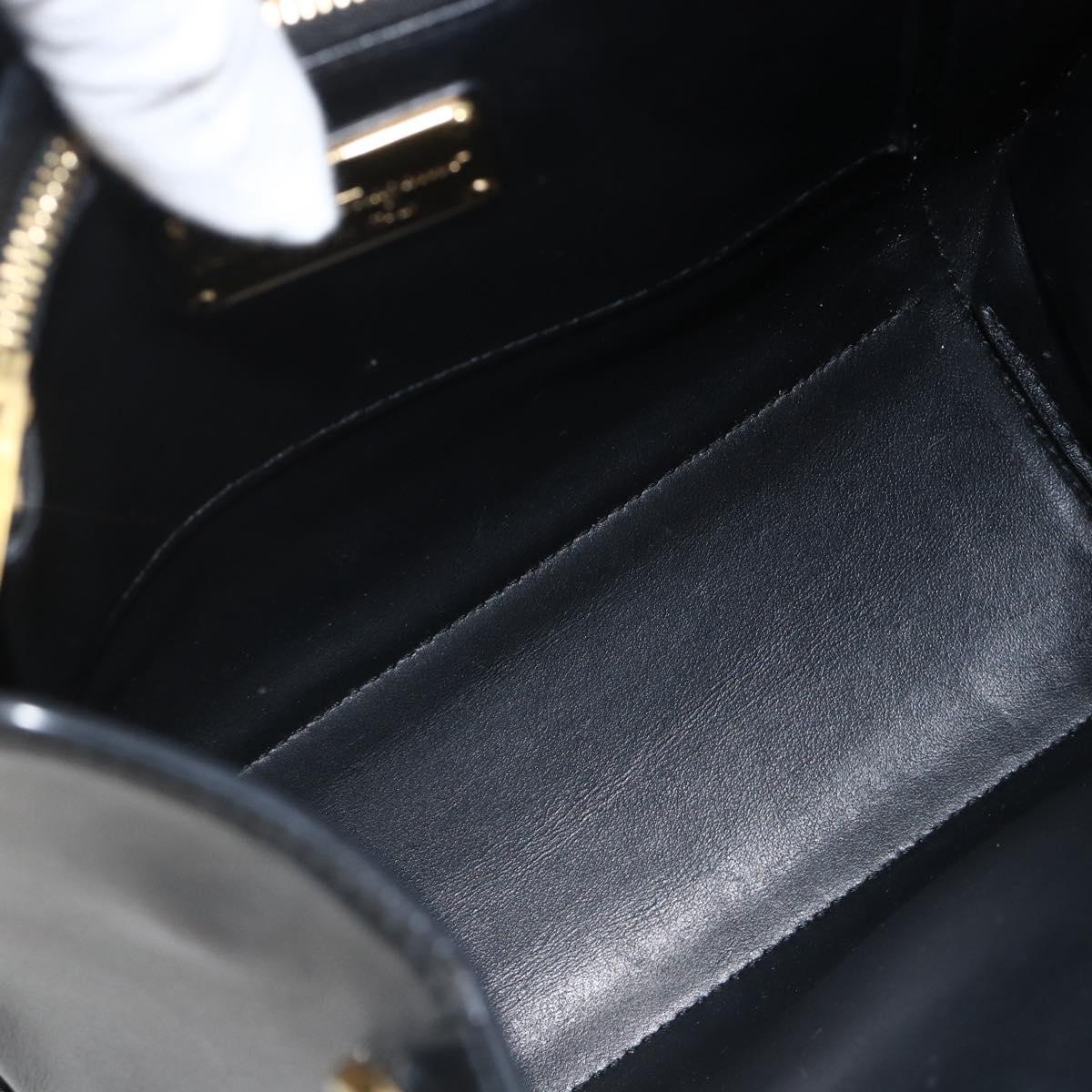 Salvatore Ferragamo Gancini Hand Bag Leather 2way Black Gold Auth AMZ435A