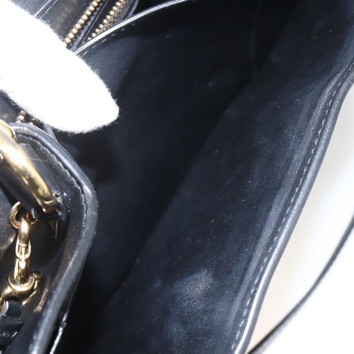 Salvatore Ferragamo Gancini Hand Bag Leather 2way Black Gold Auth AMZ435A