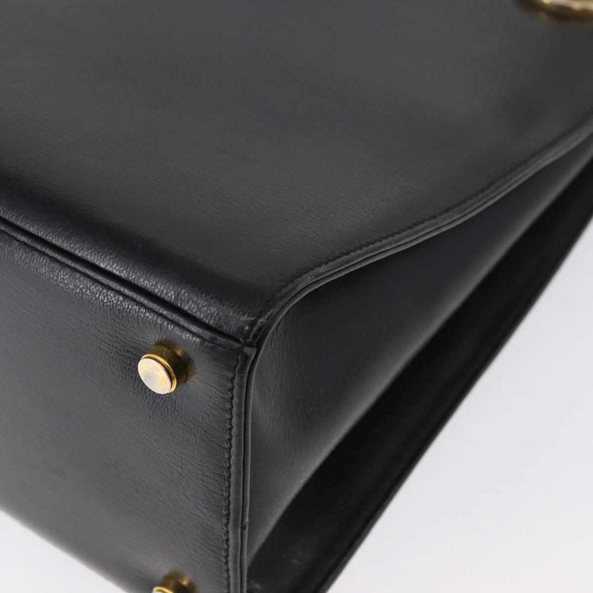 Salvatore Ferragamo Gancini Shoulder Bag Leather Black Gold Auth AMZ436