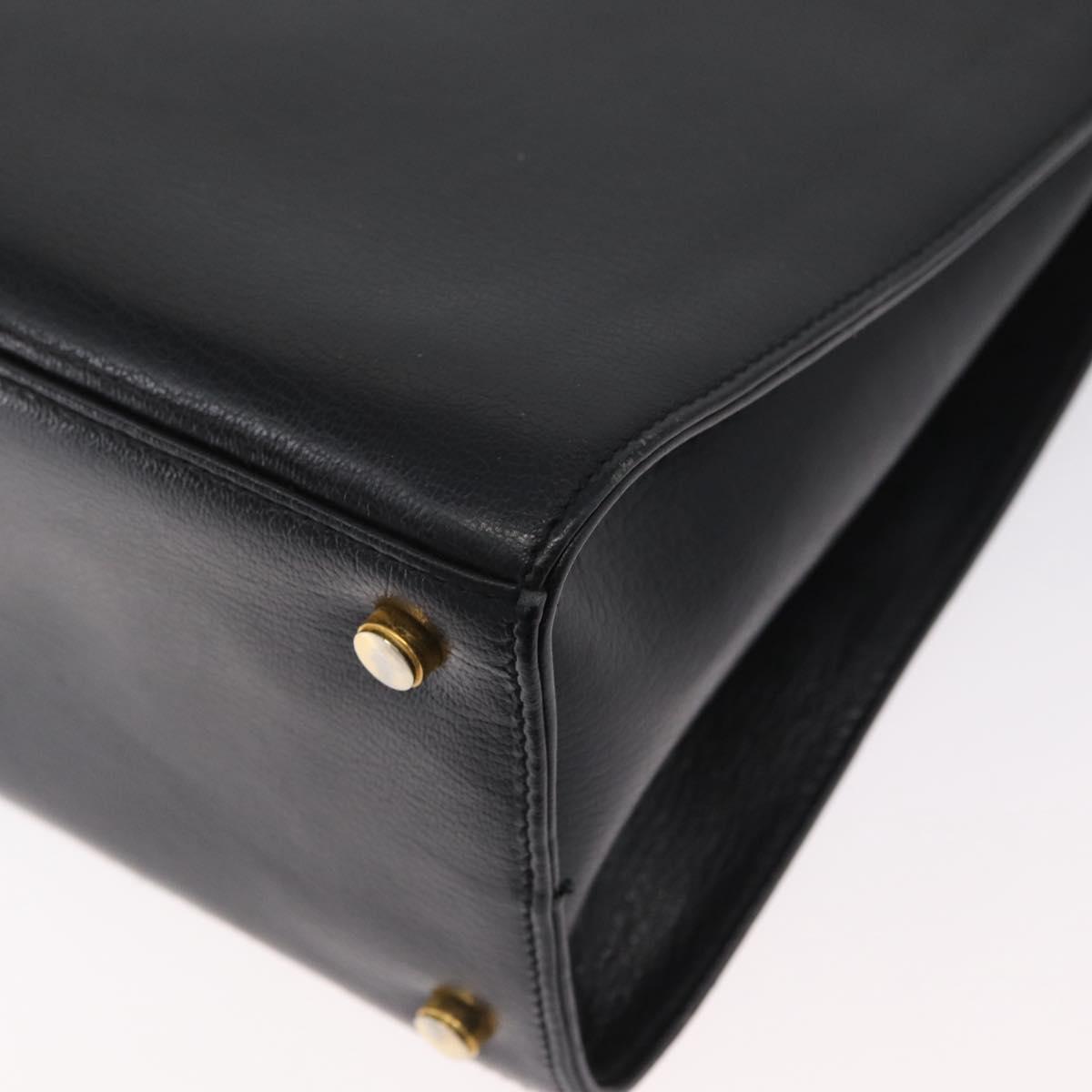 Salvatore Ferragamo Gancini Shoulder Bag Leather Black Gold Auth AMZ436