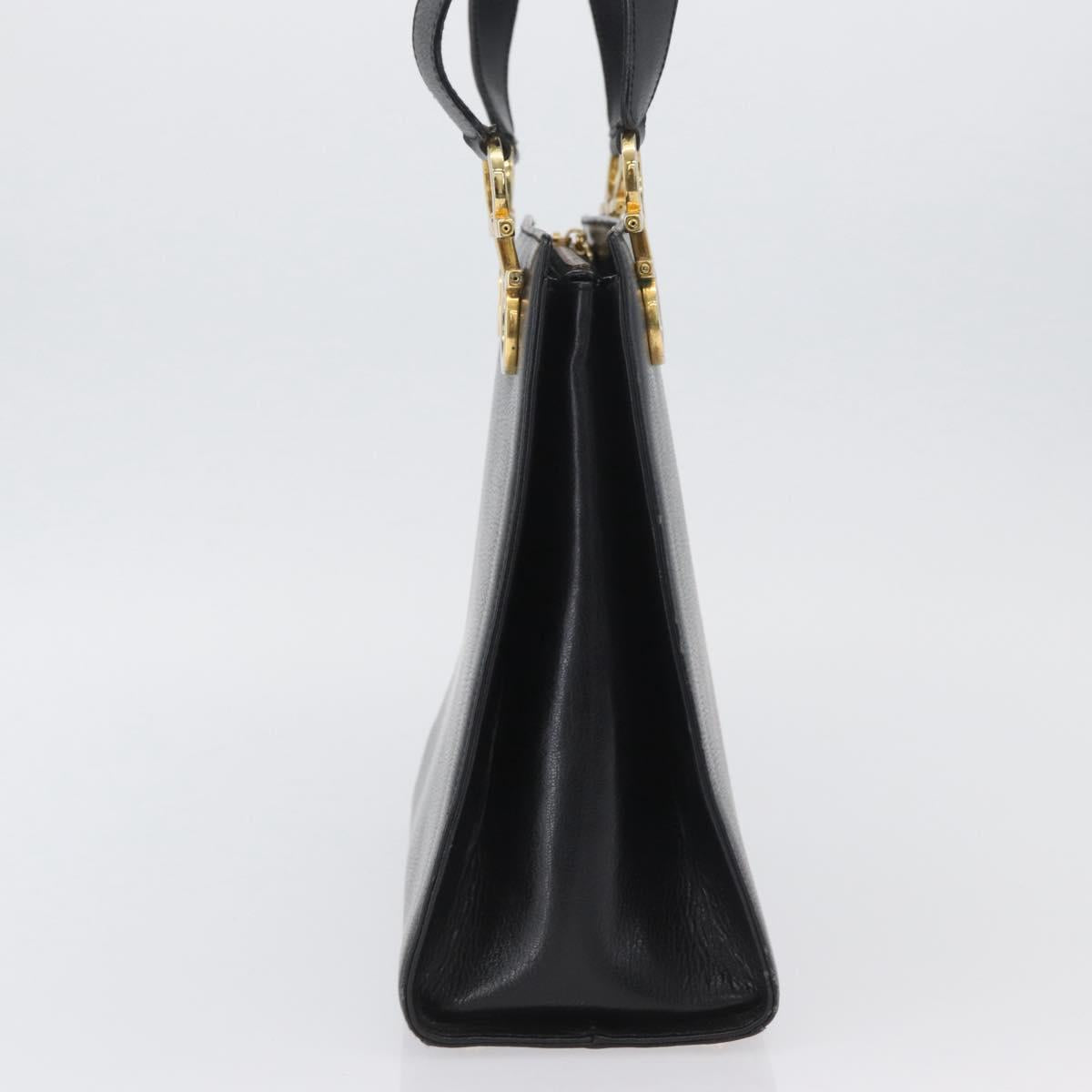 Salvatore Ferragamo Gancini Shoulder Bag Leather Black Gold Auth AMZ436
