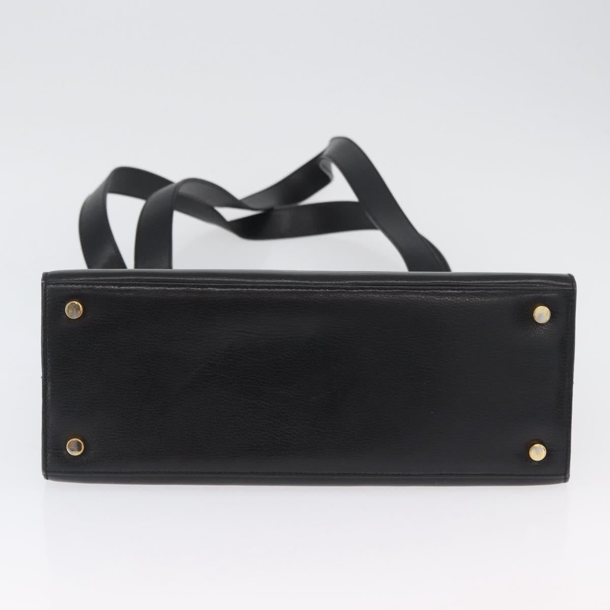 Salvatore Ferragamo Gancini Shoulder Bag Leather Black Gold Auth AMZ436