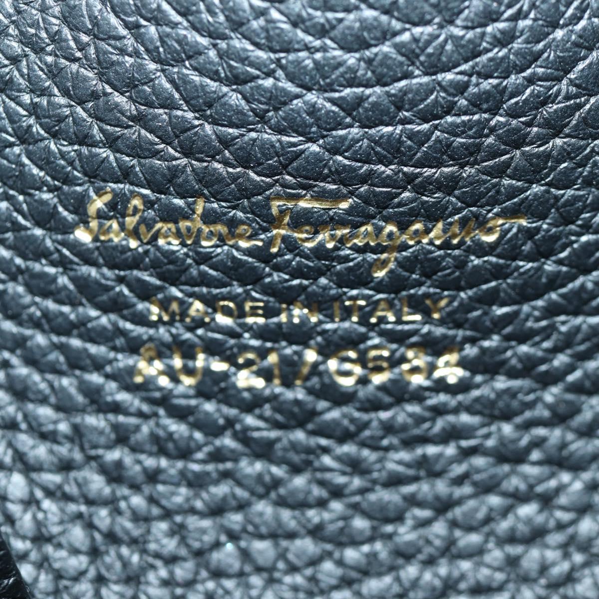 Salvatore Ferragamo Gancini Backpack Leather Black Gold Auth AMZ437V