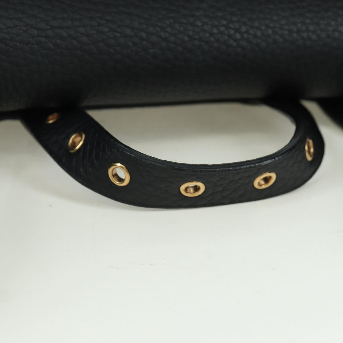 Salvatore Ferragamo Gancini Backpack Leather Black Gold Auth AMZ437V