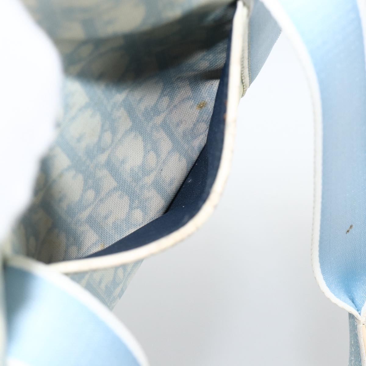 Christian Dior Trotter Canvas Boston Bag PVC Light Blue Silver Auth AMZ439