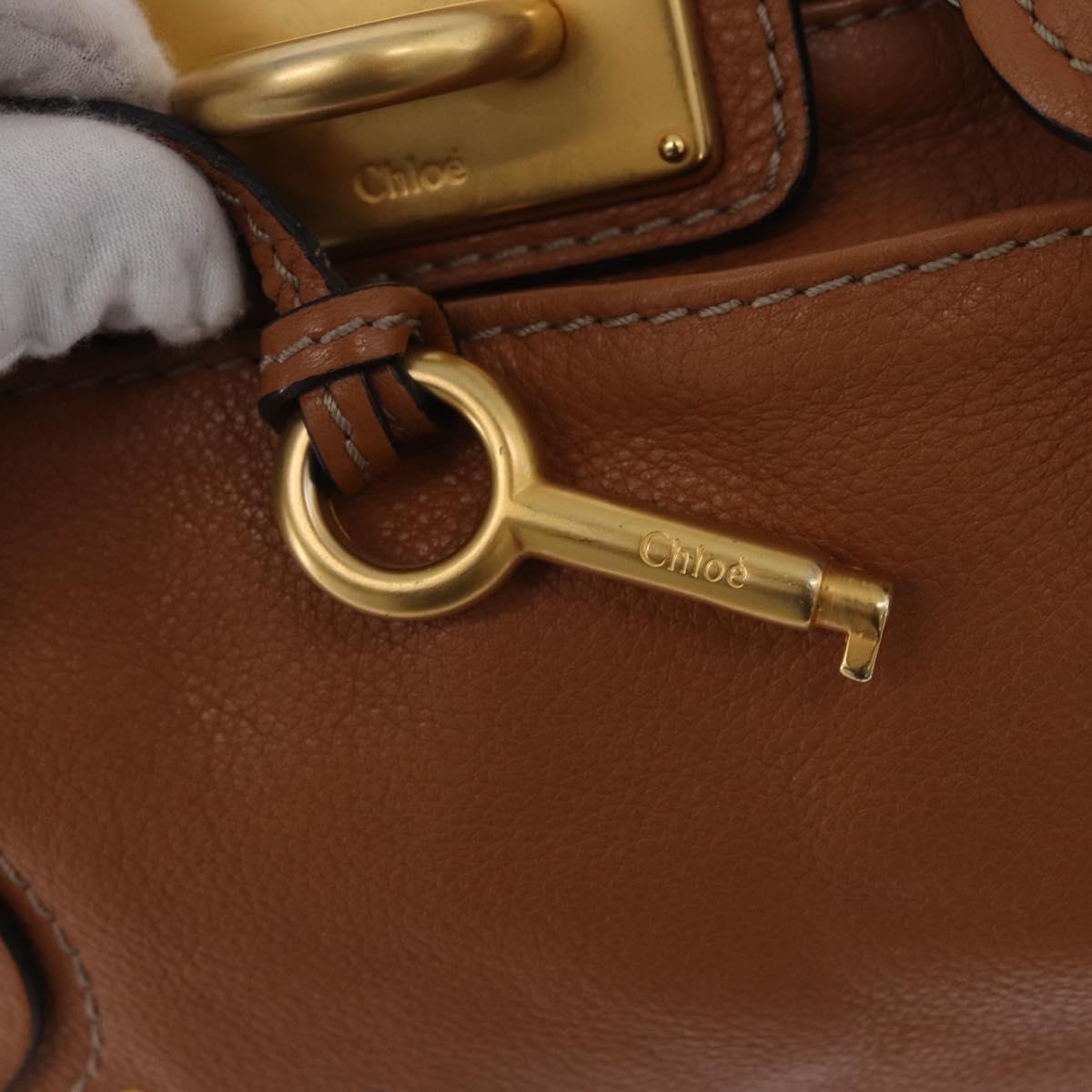 Chloe Paddington Hand Bag Leather Brown Silver gold Auth AMZ440A