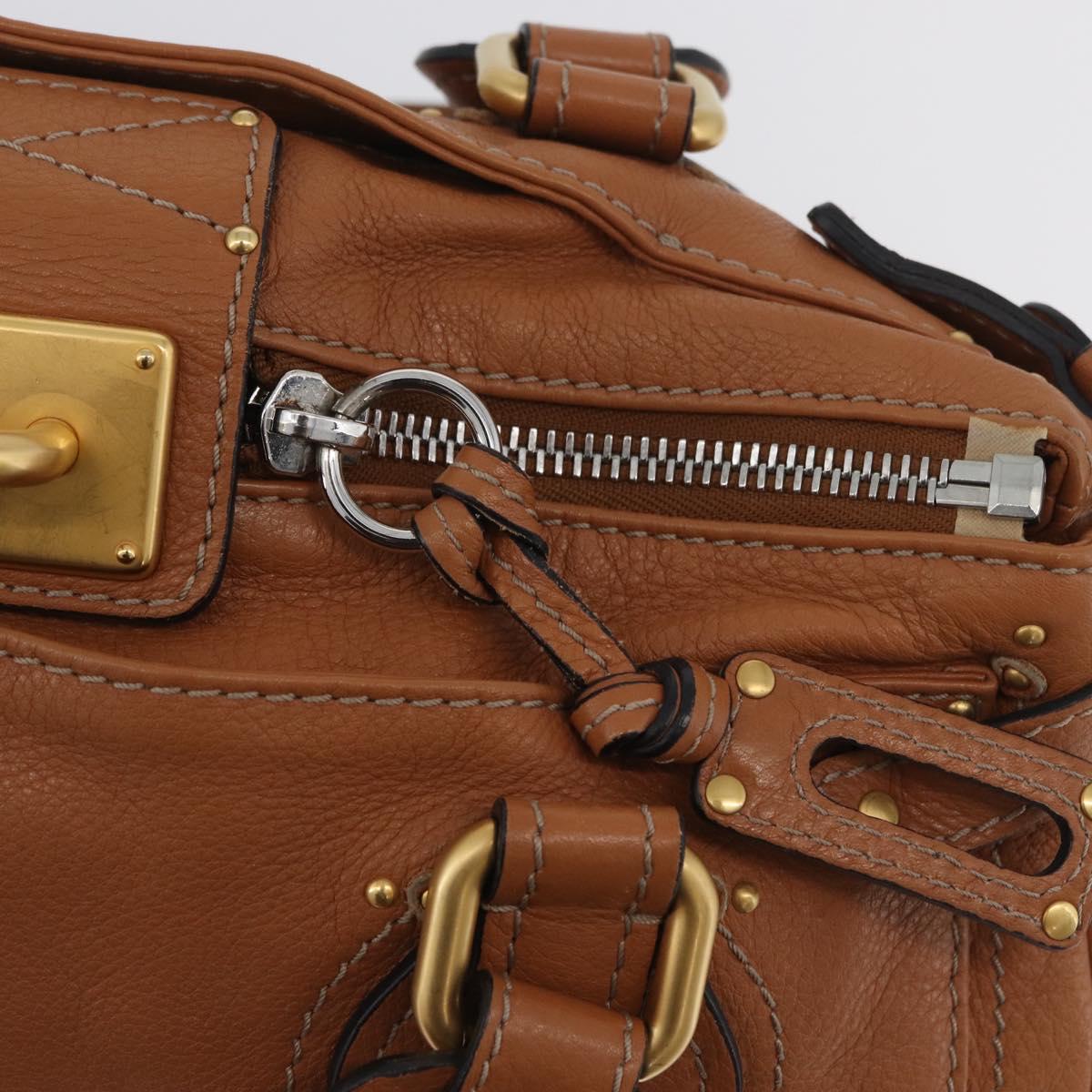 Chloe Paddington Hand Bag Leather Brown Silver gold Auth AMZ440A