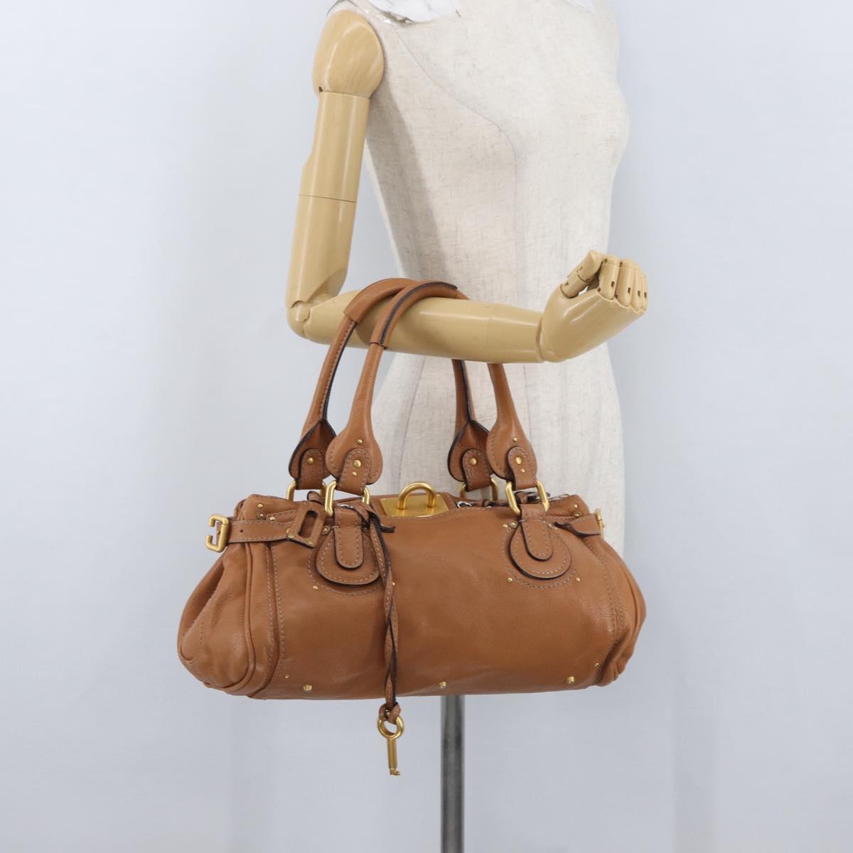 Chloe Paddington Hand Bag Leather Brown Silver gold Auth AMZ440A