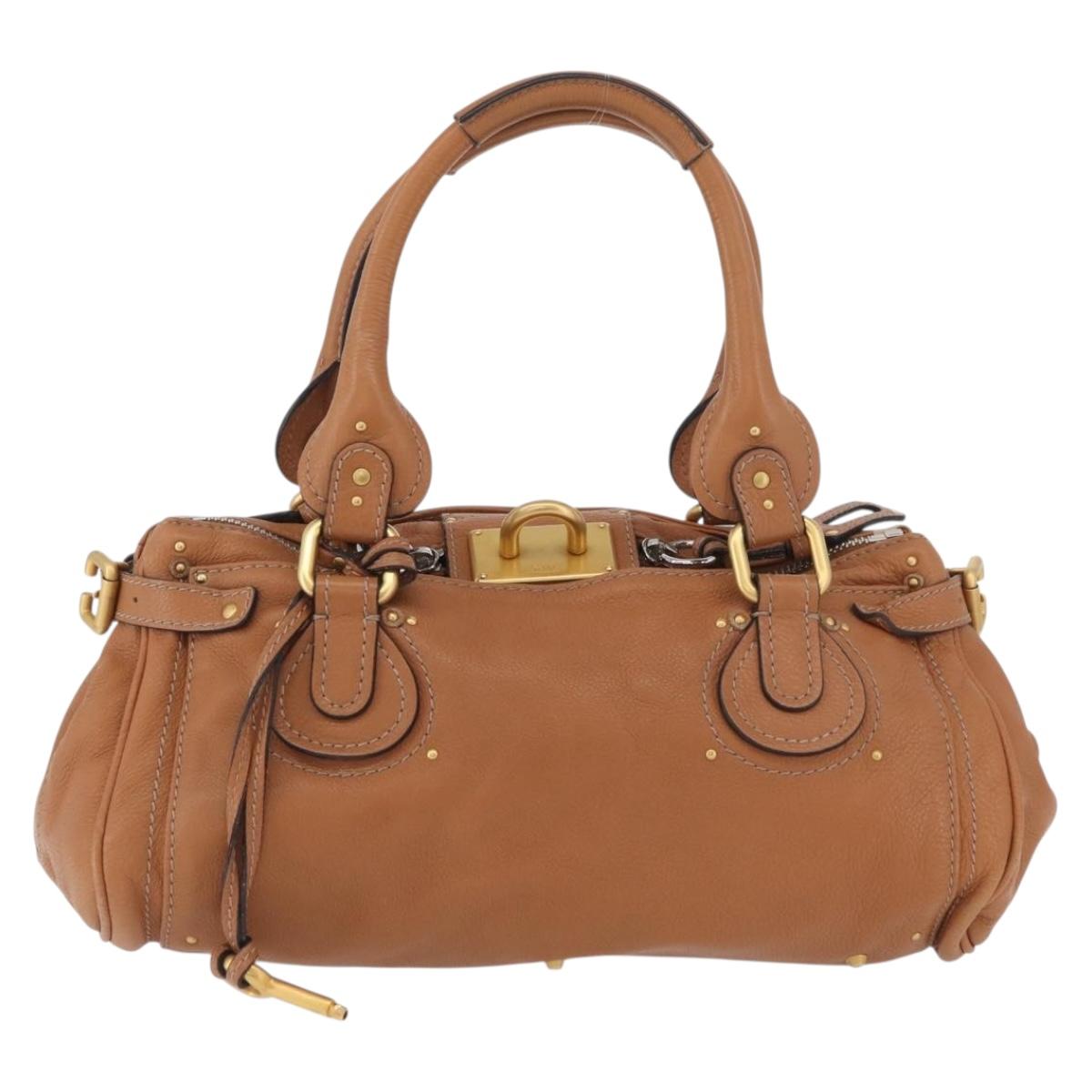 Chloe Paddington Hand Bag Leather Brown Silver gold Auth AMZ440A
