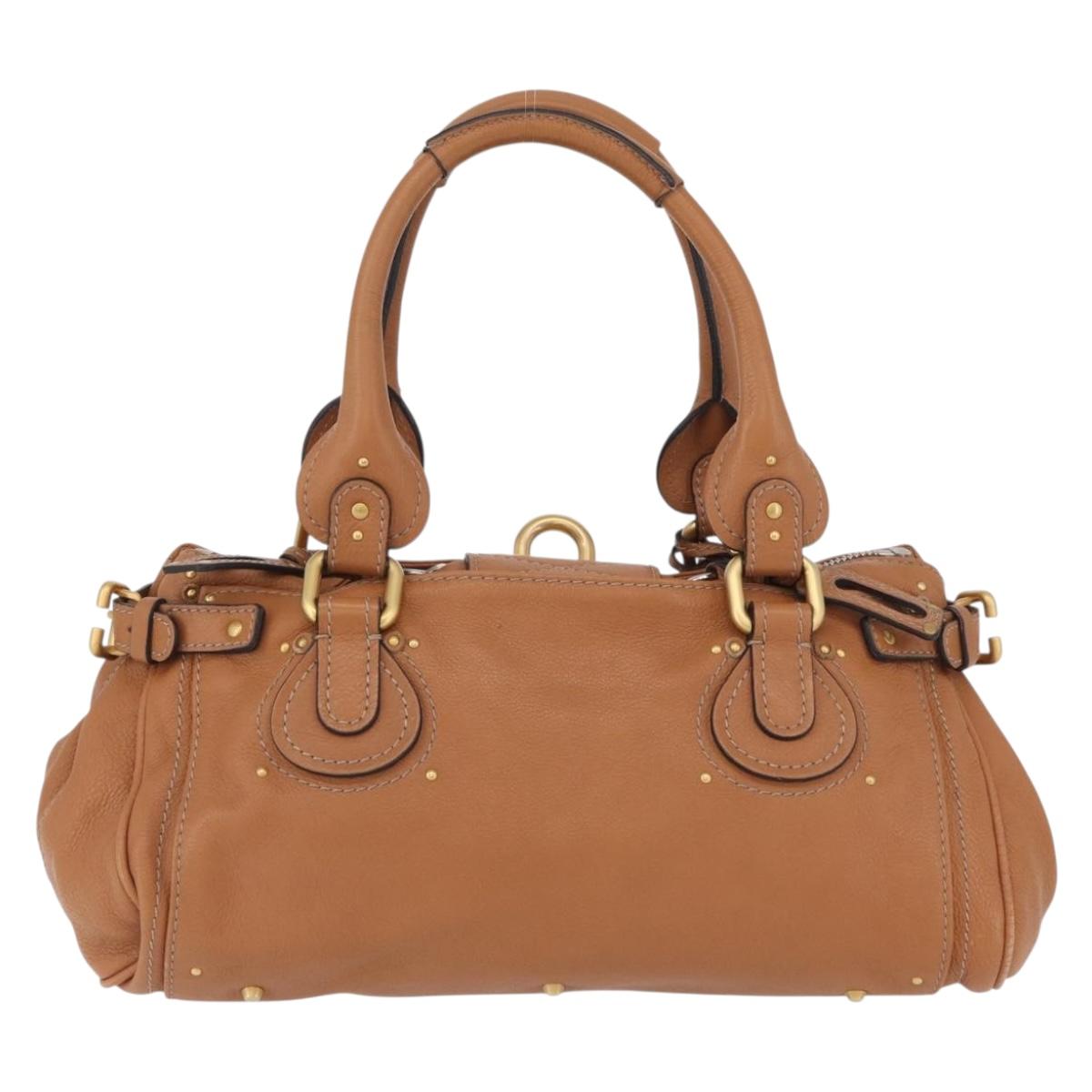 Chloe Paddington Hand Bag Leather Brown Silver gold Auth AMZ440A