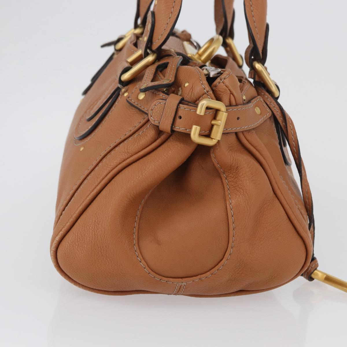 Chloe Paddington Hand Bag Leather Brown Silver gold Auth AMZ440A