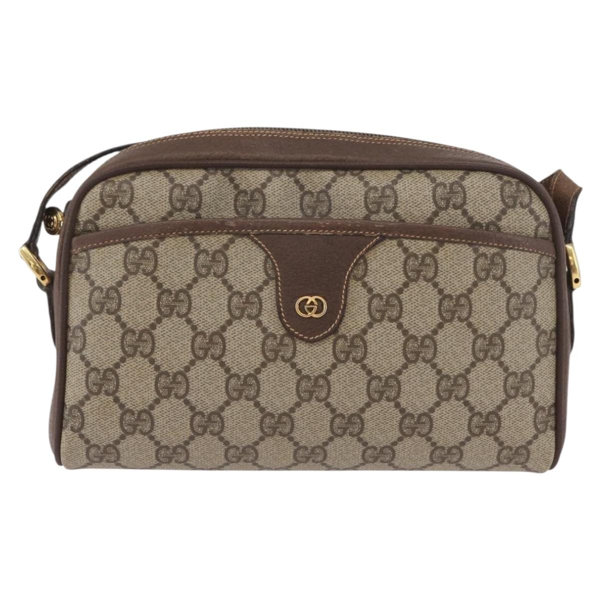 GUCCI GG Supreme Shoulder Bag PVC Beige Gold 001 58 6594 Auth AMZ443