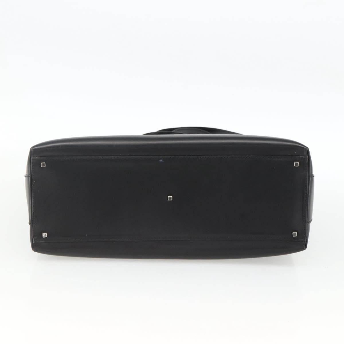 Salvatore Ferragamo Gancini Hand Bag Leather 2way Black Silver Auth AMZ445
