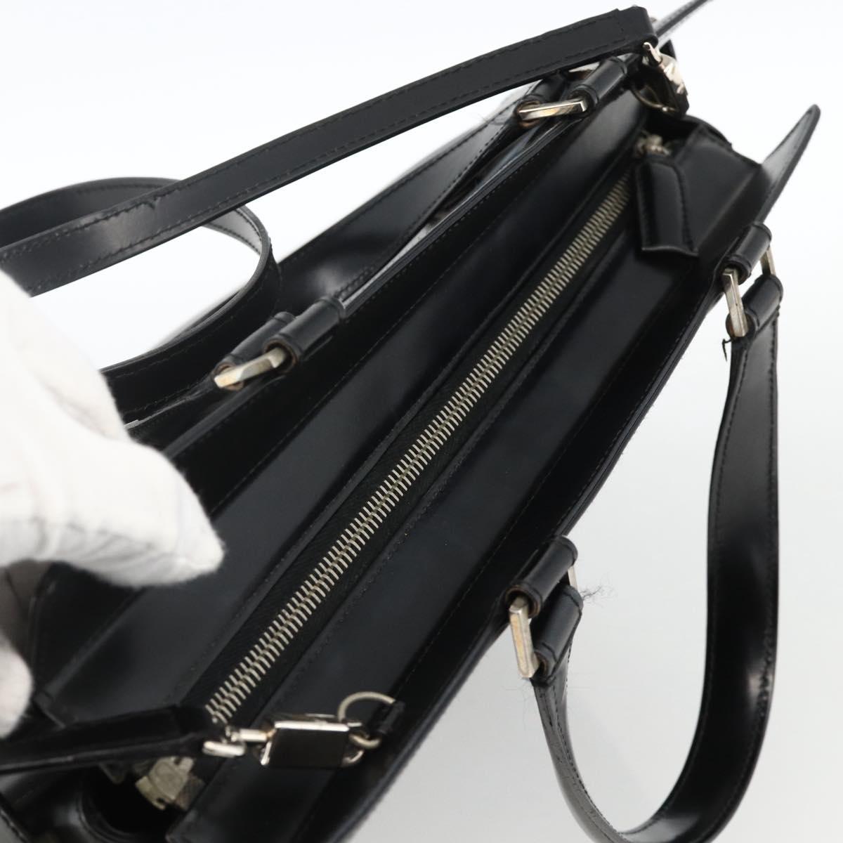 Salvatore Ferragamo Gancini Hand Bag Leather 2way Black Silver Auth AMZ445