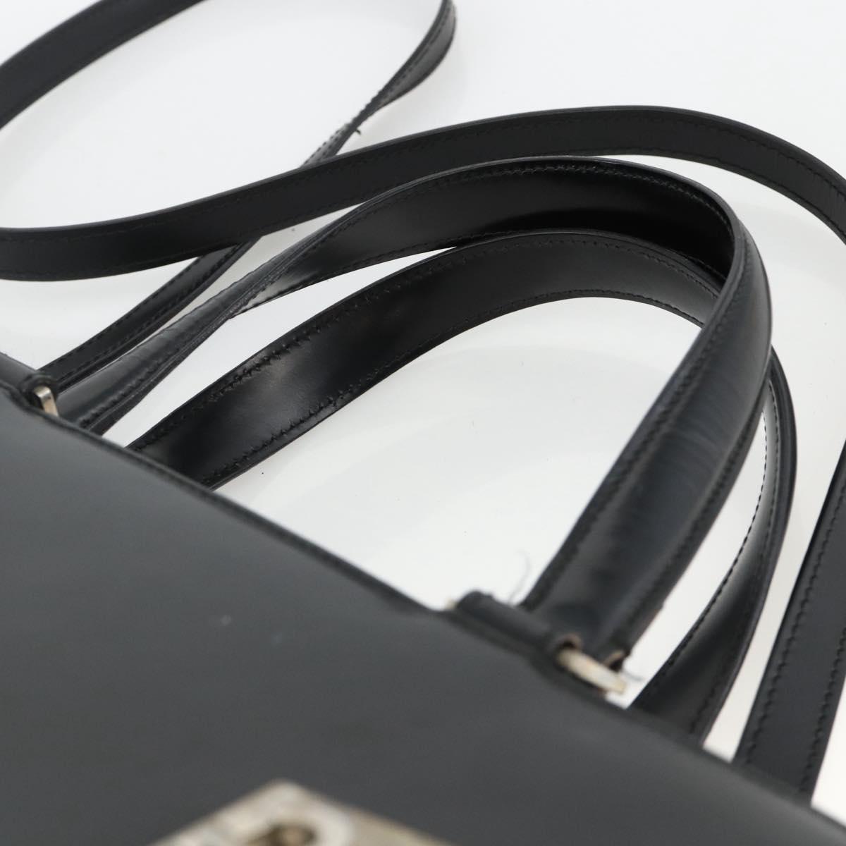 Salvatore Ferragamo Gancini Hand Bag Leather 2way Black Silver Auth AMZ445