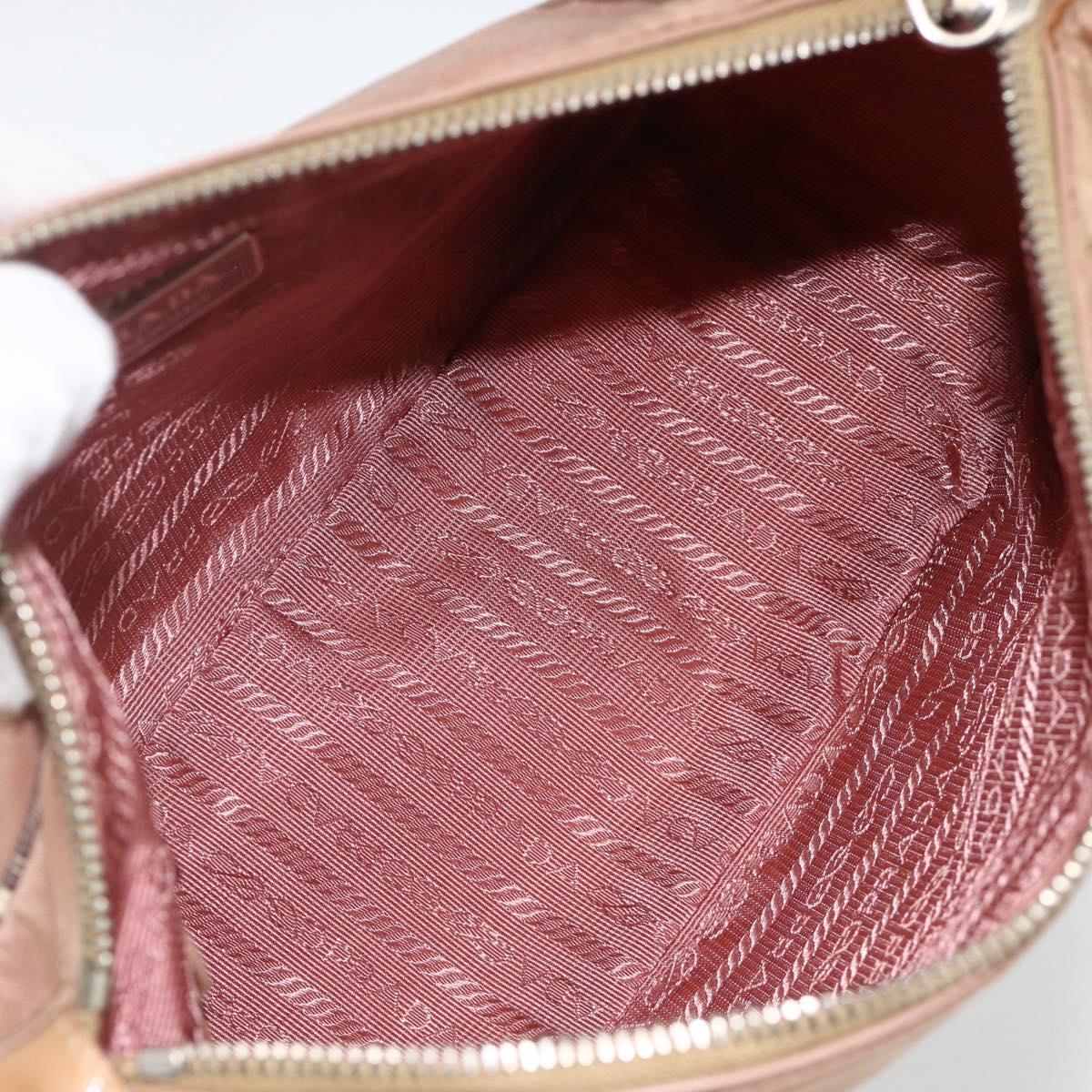 PRADA Shoulder Bag Nylon Beige Silver Auth AMZ446A