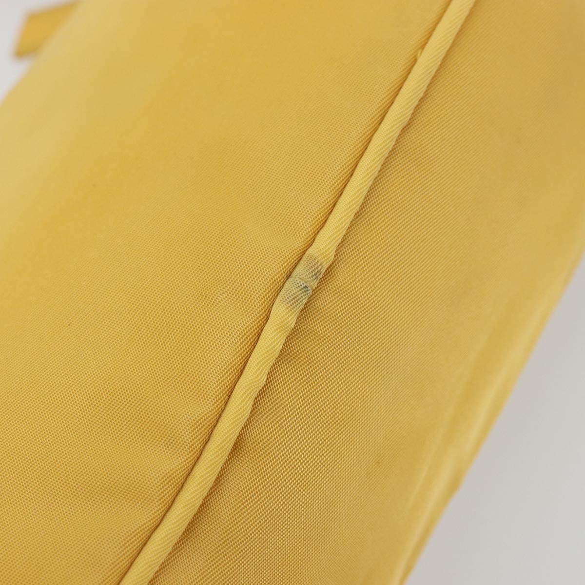 PRADA Hand Pouch Bag Nylon Yellow Silver Auth AMZ450