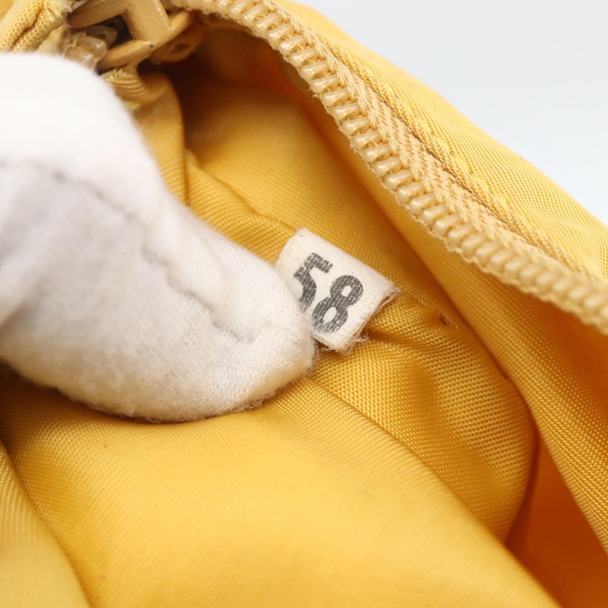 PRADA Hand Pouch Bag Nylon Yellow Silver Auth AMZ450