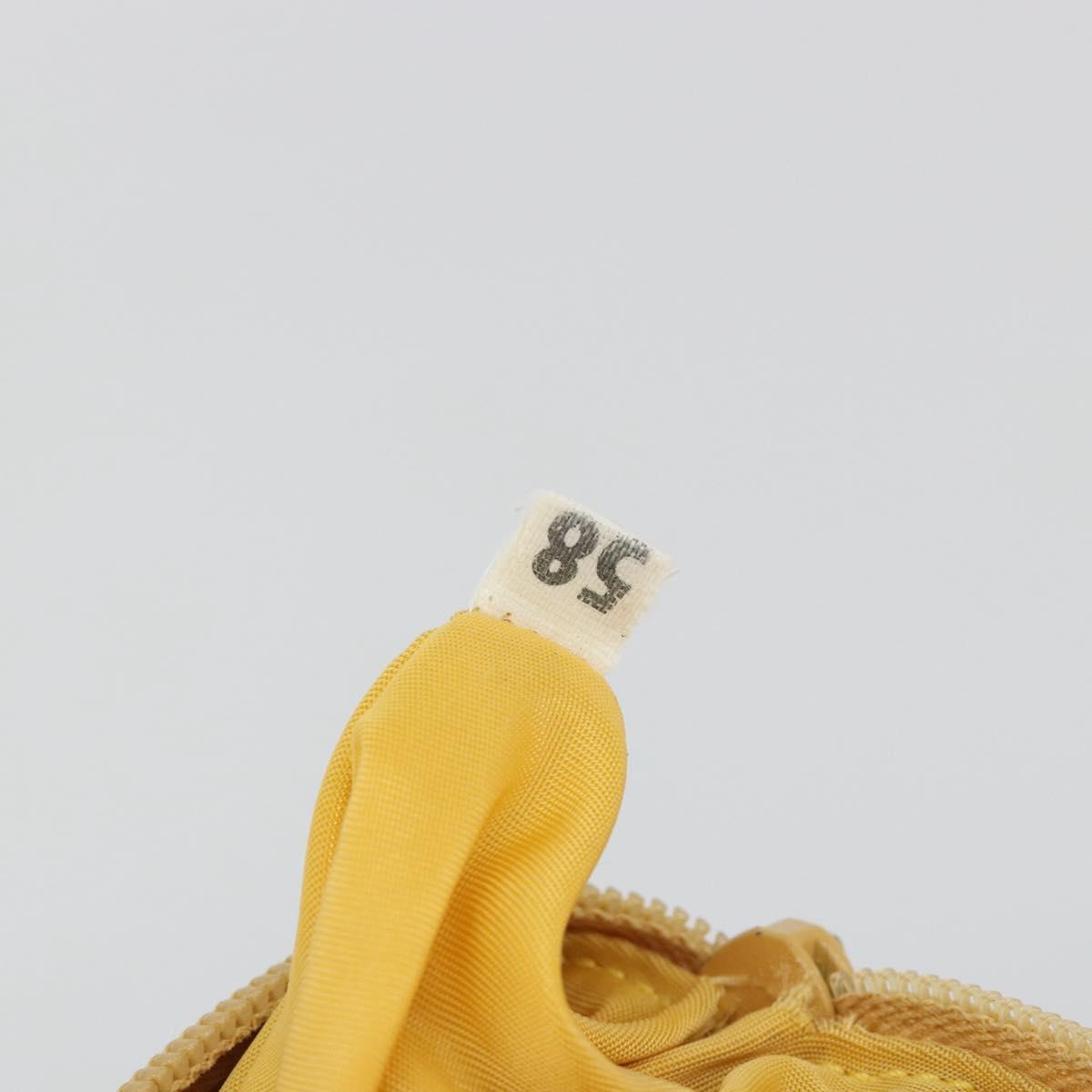 PRADA Hand Pouch Bag Nylon Yellow Silver Auth AMZ450