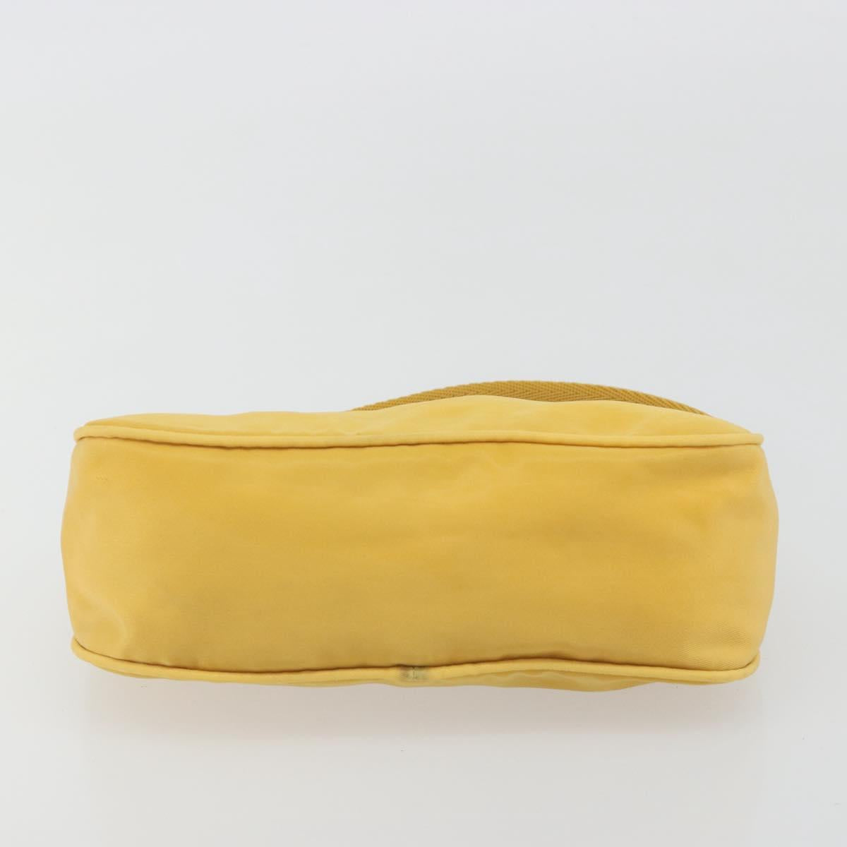 PRADA Hand Pouch Bag Nylon Yellow Silver Auth AMZ450
