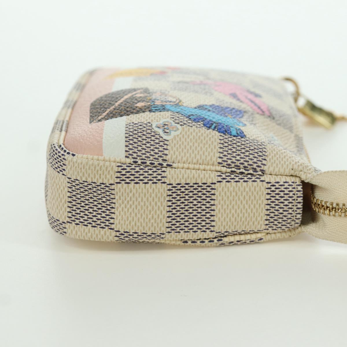 LOUIS VUITTON Damier Azur Mini Pochette Accessoires Pouch N64451 LV Auth AMZ456M