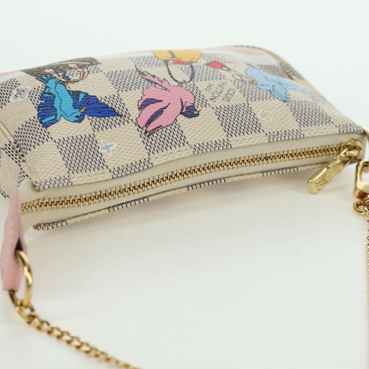LOUIS VUITTON Damier Azur Mini Pochette Accessoires Pouch N64451 LV Auth AMZ456M