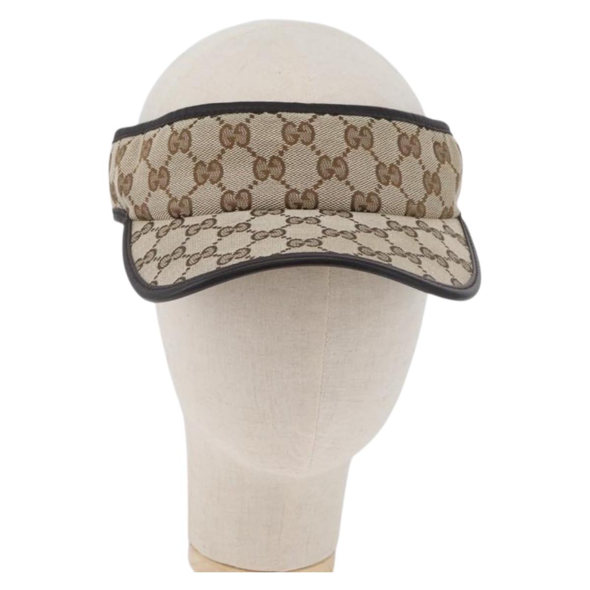 GUCCI GG Canvas Web Sherry Line Sun Visor Beige Red Green Auth AMZ459