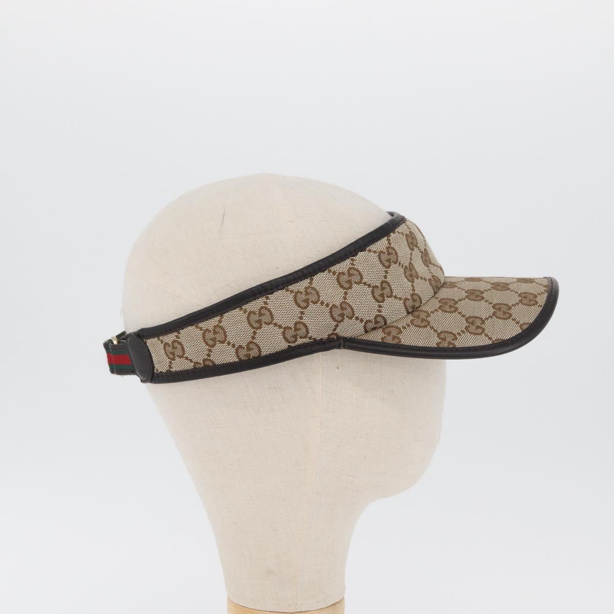 GUCCI GG Canvas Web Sherry Line Sun Visor Beige Red Green Auth AMZ459